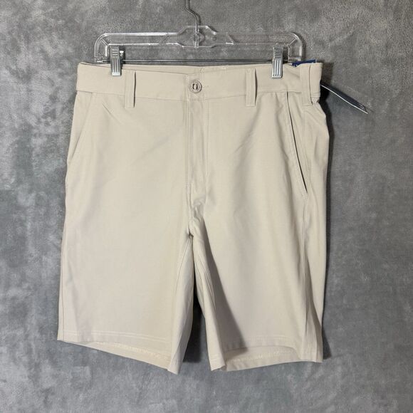 NWT Huk Fishing Sz M Beige Pursuit Shorts Tag 8.5 Inseam Tan Adjustable Waist